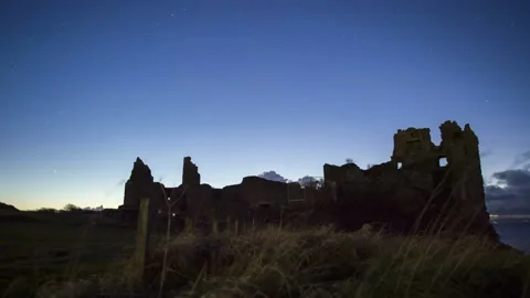 Dunure castle into darkness Stock Footage 145129489