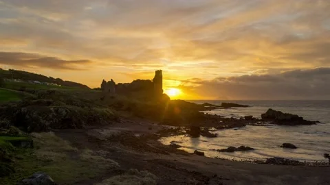Dunure at sunset 스톡 동영상 145018136