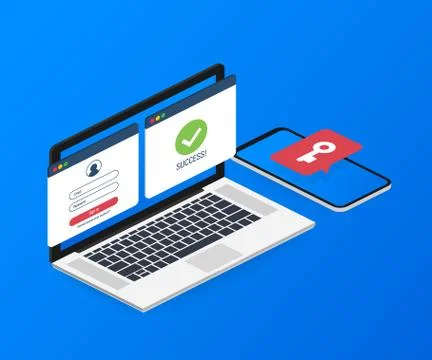 Duo authentication concept banner with text place. Can use for web banner, in Stockillustratie