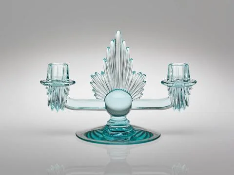 Duo Candlestick, Flame Pattern. Designer George Sakier, American, 1897 19.. Stock Photos