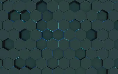 Duo tone hexagon 3D background texture. 3d rendering illustration. Futuristic Stock Illustration