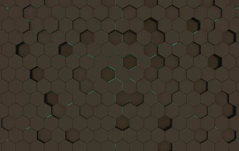 Duo tone hexagon 3D background texture. 3d rendering illustration. Futuristic Stock Illustration