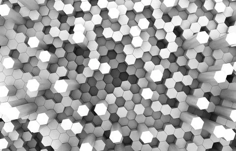 Duo tone hexagon 3D background texture. 3d rendering illustration. Futuristic Stock Illustration