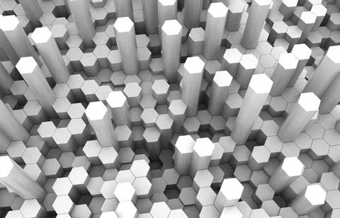 Duo tone hexagon 3D background texture. 3d rendering illustration. Futuristic Stock Illustration