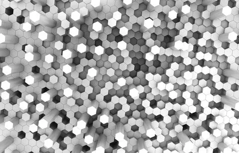 Duo tone hexagon 3D background texture. 3d rendering illustration. Futuristic Stock Illustration