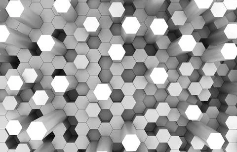 Duo tone hexagon 3D background texture. 3d rendering illustration. Futuristic Stock Illustration