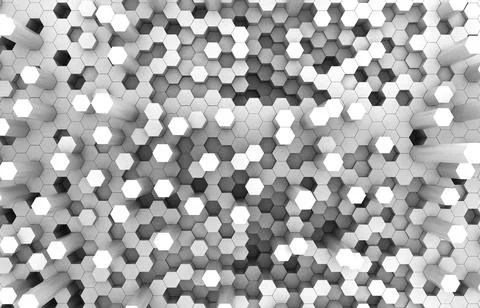 Duo tone hexagon 3D background texture. 3d rendering illustration. Futuristic Stock Illustration