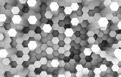 Duo tone hexagon 3D background texture. 3d rendering illustration. Futuristic Stock Illustration