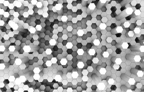 Duo tone hexagon 3D background texture. 3d rendering illustration. Futuristic Stock Illustration