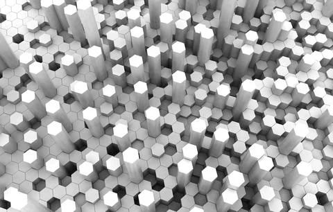 Duo tone hexagon 3D background texture. 3d rendering illustration. Futuristic Stock Illustration