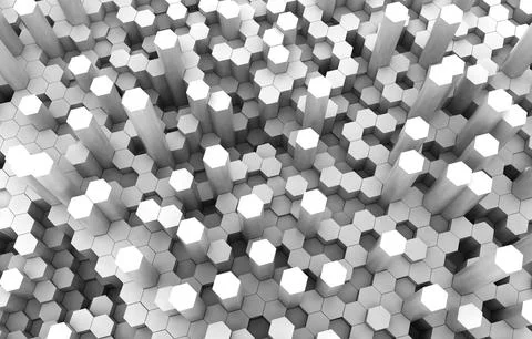 Duo tone hexagon 3D background texture. 3d rendering illustration. Futuristic Stock Illustration
