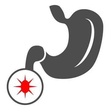 Duodenal ulcer solid icon, Human diseases concept, Stomach ulcer sign on white 스톡 일러스트