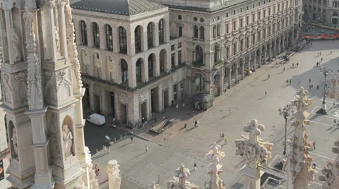 Duomo Cathedral, Milan: time-lapse view of the city with vertical camera move Stock Footage 57339348