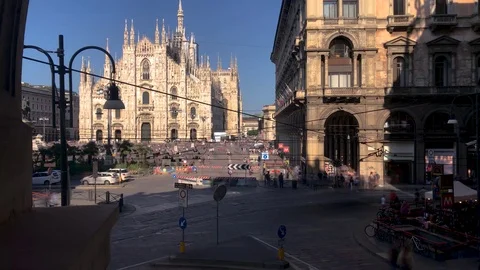 The Duomo, Milan. Timelapse of Piazza Duomo in Milan 4K Stock Footage 91352653