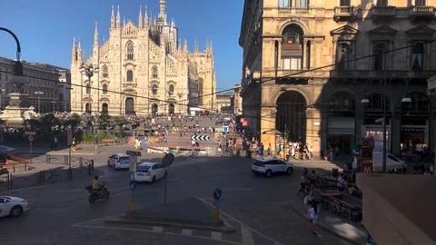 The Duomo, Milan. Timelapse of Piazza Duomo in Milan 4K Stock Footage