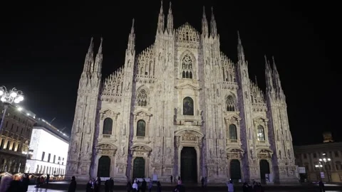 The Duomo Milano Cathedral. Main square of Milan, Italy Stock Footage 145307253