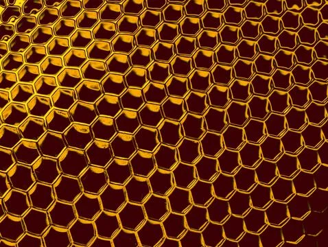 Duotone Amber Honeycomb Pattern Texture, Golden Hexagonal Abstract Background Stock Photos