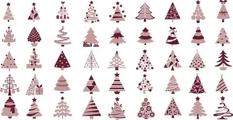 Duotone Christmas tree collection set of icons Illustrazione stock