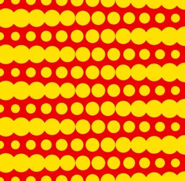 Duotone Dotted Pattern with Circles in Rows in Red and Yellow Stock Illustration