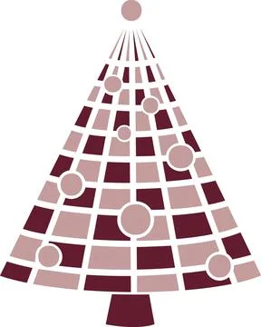 Duotone grid pattern Christmas tree with baubles Stockillustratie