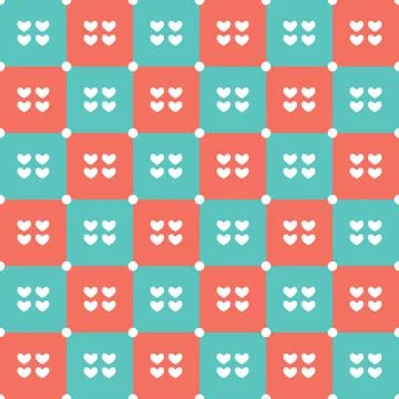 Duotone Hearts Seamless Pattern Vector Illustration Illustrazione stock