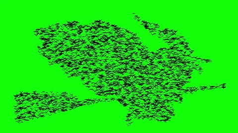 A duple flock of flying birds forms the witch flying on the Sabbath Video stock 56249608