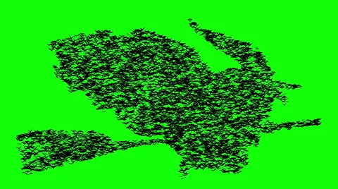 A duple flock of flying birds forms the witch flying on the Sabbath Video stock 56249693