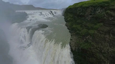 Duplex cascading waterfall Gullfoss in Iceland. Andreev. Video stock 78038276