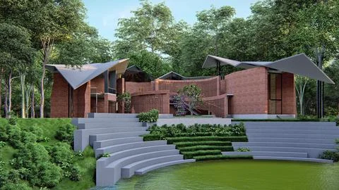 Duplex Dreams Modern Architectural Marvels in 3D Render Stock-Illustration