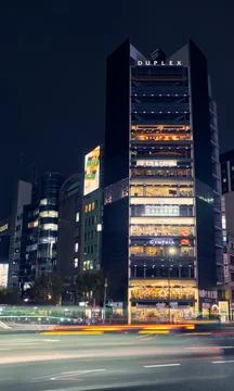 Duplex Ginza Tower at the night lighting. Ginza. Tokyo. Japan Stock Photos