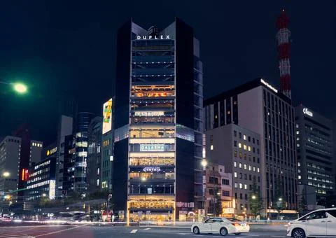 Duplex Ginza Tower at the night lighting. Ginza. Tokyo. Japan Tokyo, Japan... Stock Photos