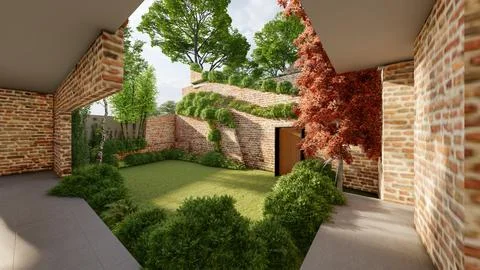 Duplex Haven Modern Architecture Transformed in 3D Render Stock Illustration