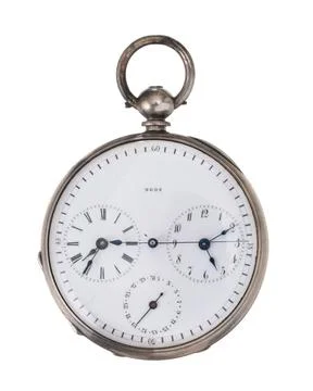 Duplex key-wound pocket watch 写真素材
