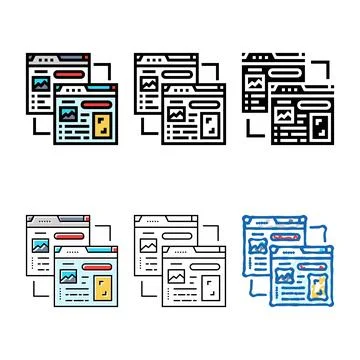 Duplicate content multistyle seo color icon vector Stock Illustration