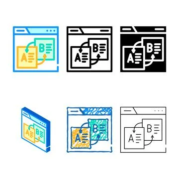 Duplicate content seo color edition icon vector Stock Illustration