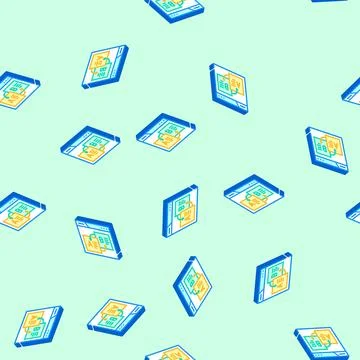 Duplicate content seo isometric icon seamless pattern Stock Illustration