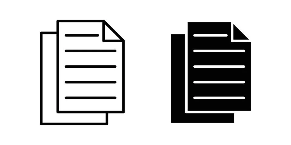 Duplicate icon thin line and clipart style vector set Stock Illustration