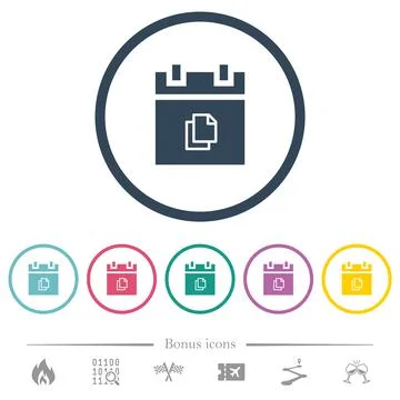 Duplicate schedule item flat color icons in round outlines 스톡 일러스트