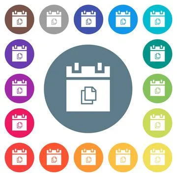 Duplicate schedule item flat white icons on round color backgrounds Stock Illustration