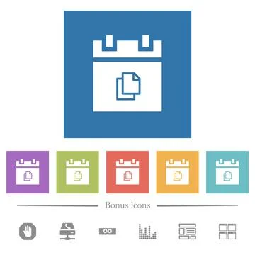 Duplicate schedule item flat white icons in square backgrounds イラスト素材