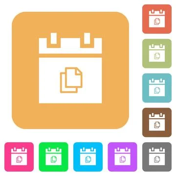 Duplicate schedule item rounded square flat icons Stock Illustration