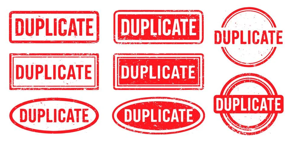 Duplicate Stamp vector set. Duplicate Rubber Stamp Stock Illustration