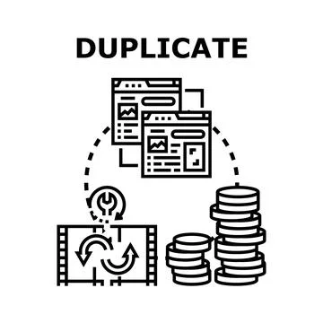 Duplicating data information creating copy concept vector Stock Illustration
