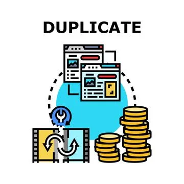 Duplicating data information creating copy concept vector Stock Illustration