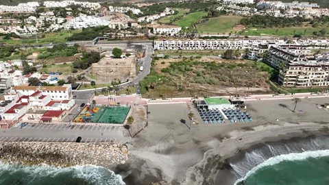 Duquesa or castle beach on the coast of Manilva, Andalusia Stock Footage 294682381