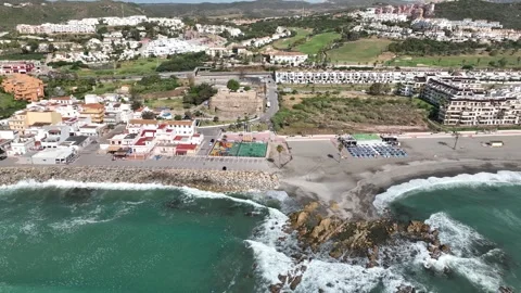 Duquesa or castle beach on the coast of Manilva, Andalusia Stock Footage 294682401