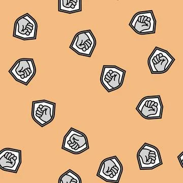 Durability strong label product caution vector seamless pattern Stock Illustration