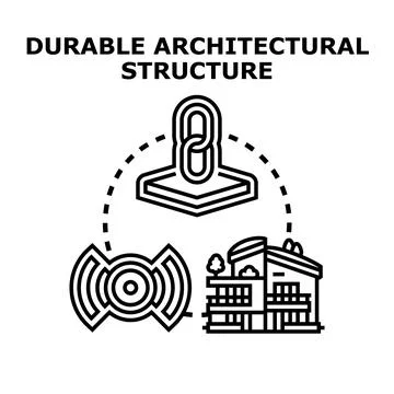 Durable architectural structure concept with modern building Stock Illustration