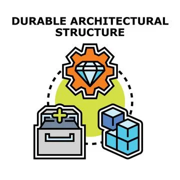 Durable architectural structure developing quality material components Stock Illustration