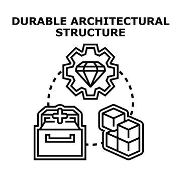 Durable architectural structure developing quality material components Stock Illustration